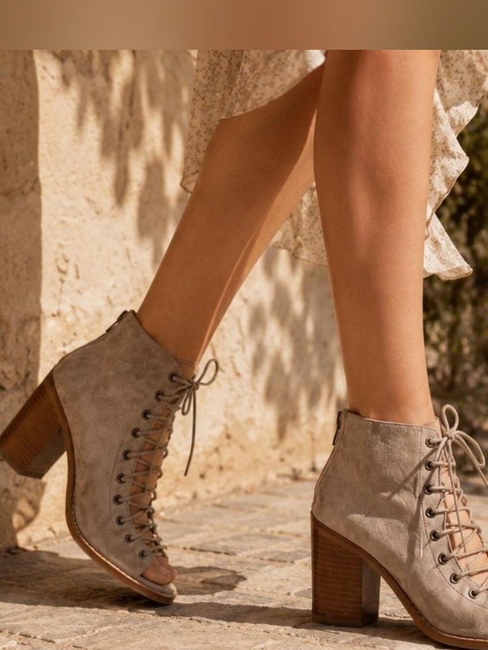 Jeffrey Campbell Cos Lace-Up Peep Toe Suede Ankle Booties 7.5